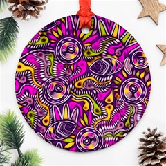 Purple Tribal Abstract Fish Round Ornament by KirstenStar