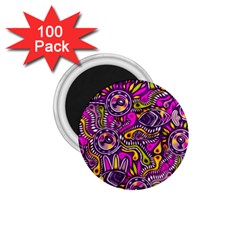 Purple Tribal Abstract Fish 1 75  Button Magnet (100 Pack) by KirstenStar