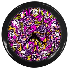 Purple Tribal Abstract Fish Wall Clock (black) by KirstenStar