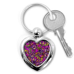 Purple Tribal Abstract Fish Key Chain (heart) by KirstenStar