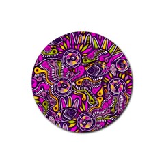 Purple Tribal Abstract Fish Drink Coaster (round) by KirstenStar