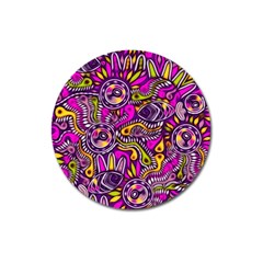 Purple Tribal Abstract Fish Magnet 3  (round) by KirstenStar