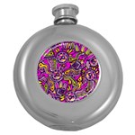 Purple Tribal Abstract Fish Hip Flask (Round) Front