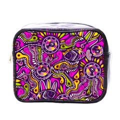 Purple Tribal Abstract Fish Mini Travel Toiletry Bag (one Side) by KirstenStar