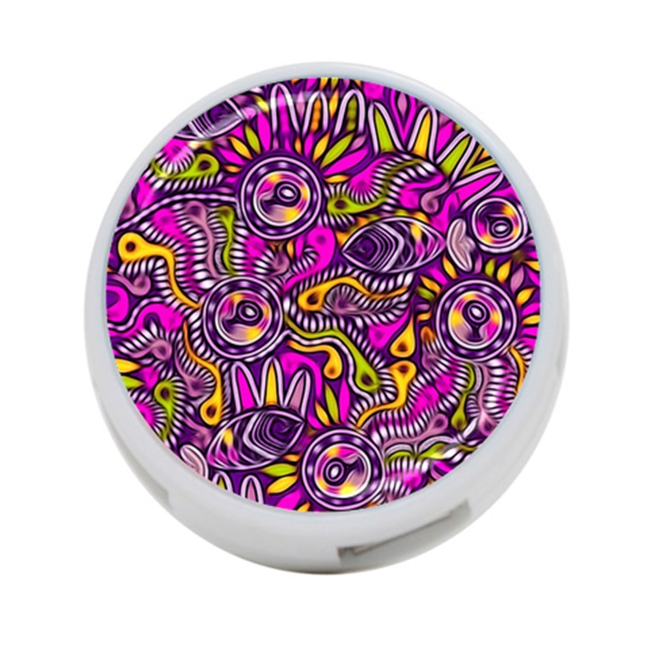 Purple Tribal Abstract Fish 4-Port USB Hub (Two Sides)