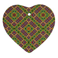 Multicolor Geometric Ethnic Seamless Pattern Heart Ornament by dflcprints