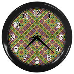 Multicolor Geometric Ethnic Seamless Pattern Wall Clock (black) by dflcprints