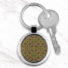 Multicolor Geometric Ethnic Seamless Pattern Key Chain (round) by dflcprints