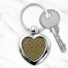 Multicolor Geometric Ethnic Seamless Pattern Key Chain (heart) by dflcprints