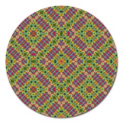 Multicolor Geometric Ethnic Seamless Pattern Magnet 5  (round) by dflcprints