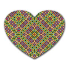 Multicolor Geometric Ethnic Seamless Pattern Mouse Pad (heart) by dflcprints