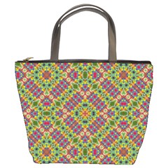 Multicolor Geometric Ethnic Seamless Pattern Bucket Handbag by dflcprints