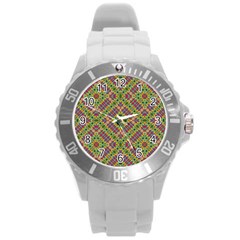 Multicolor Geometric Ethnic Seamless Pattern Plastic Sport Watch (large) by dflcprints