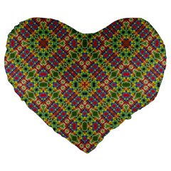 Multicolor Geometric Ethnic Seamless Pattern Large 19  Premium Heart Shape Cushion by dflcprints