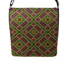 Multicolor Geometric Ethnic Seamless Pattern Flap Closure Messenger Bag (l) by dflcprints