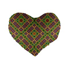 Multicolor Geometric Ethnic Seamless Pattern Standard 16  Premium Flano Heart Shape Cushion  by dflcprints