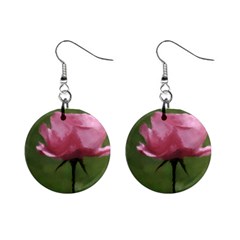 Tea Rose Painting Mini Button Earrings by DeneWestUK