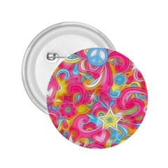 Hippy Peace Swirls 2.25  Button