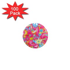 Hippy Peace Swirls 1  Mini Button Magnet (100 pack)