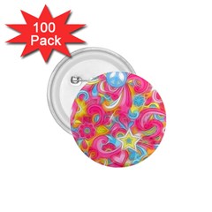 Hippy Peace Swirls 1.75  Button (100 pack)