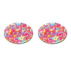 Hippy Peace Swirls Cufflinks (Oval)