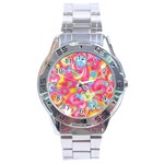 Hippy Peace Swirls Stainless Steel Watch Front