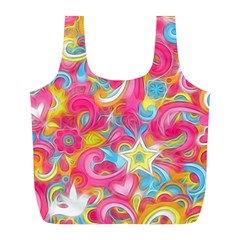 Hippy Peace Swirls Reusable Bag (l) by KirstenStar