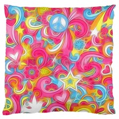 Hippy Peace Swirls Large Flano Cushion Case (One Side)