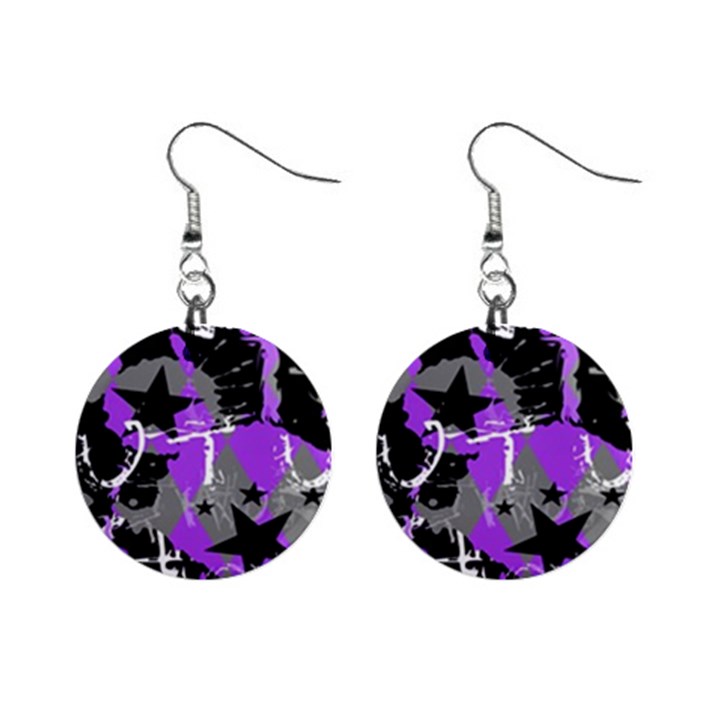 Purple Scene Kid Mini Button Earrings