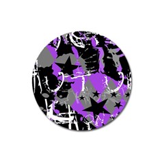 Purple Scene Kid Magnet 3  (round) by ArtistRoseanneJones