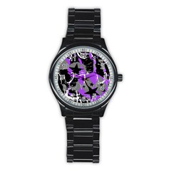 Purple Scene Kid Sport Metal Watch (black) by ArtistRoseanneJones