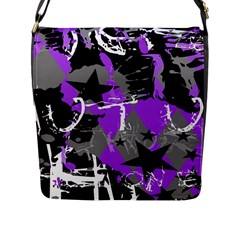 Purple Scene Kid Flap Closure Messenger Bag (l) by ArtistRoseanneJones