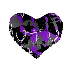 Purple Scene Kid Standard 16  Premium Flano Heart Shape Cushion  by ArtistRoseanneJones