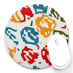 Colorful Paint Stokes Round Mousepad by LalyLauraFLM