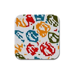 Colorful Paint Stokes Rubber Square Coaster (4 Pack) by LalyLauraFLM