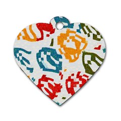 Colorful Paint Stokes Dog Tag Heart (one Side) by LalyLauraFLM