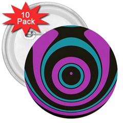 Distorted Concentric Circles 3  Button (10 Pack) by LalyLauraFLM