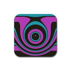 Distorted Concentric Circles Rubber Coaster (square) by LalyLauraFLM