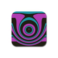 Distorted Concentric Circles Rubber Square Coaster (4 Pack) by LalyLauraFLM