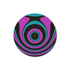 Distorted Concentric Circles Rubber Round Coaster (4 Pack) by LalyLauraFLM