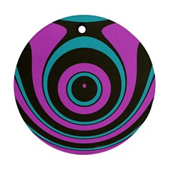 Distorted Concentric Circles Round Ornament (two Sides)