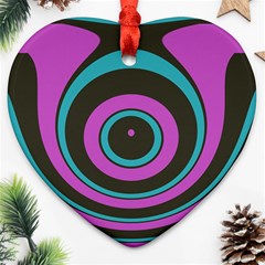 Distorted Concentric Circles Heart Ornament (two Sides) by LalyLauraFLM