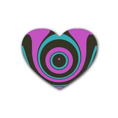 Distorted Concentric Circles Rubber Coaster (heart) by LalyLauraFLM