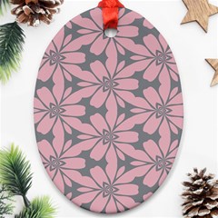 Pink Flowers Pattern Ornament (oval) by LalyLauraFLM