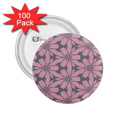 Pink Flowers Pattern 2 25  Button (100 Pack) by LalyLauraFLM