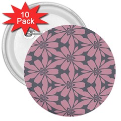 Pink Flowers Pattern 3  Button (10 Pack) by LalyLauraFLM