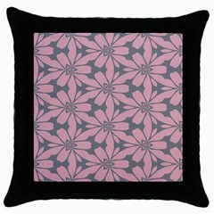 Pink Flowers Pattern Throw Pillow Case (black) by LalyLauraFLM