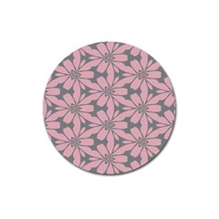 Pink Flowers Pattern Magnet 3  (round) by LalyLauraFLM