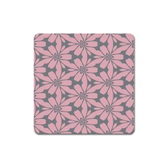 Pink Flowers Pattern Magnet (square) by LalyLauraFLM