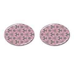 Pink Flowers Pattern Cufflinks (oval) by LalyLauraFLM